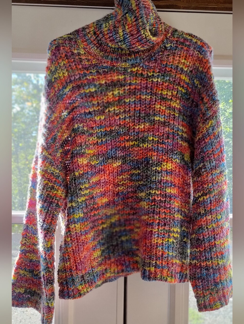 Reitmans Multicolor Speckled Turtleneck Sweater - Yellow, Blue, Pink Mix